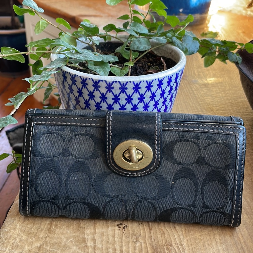 Coach black signature wallet